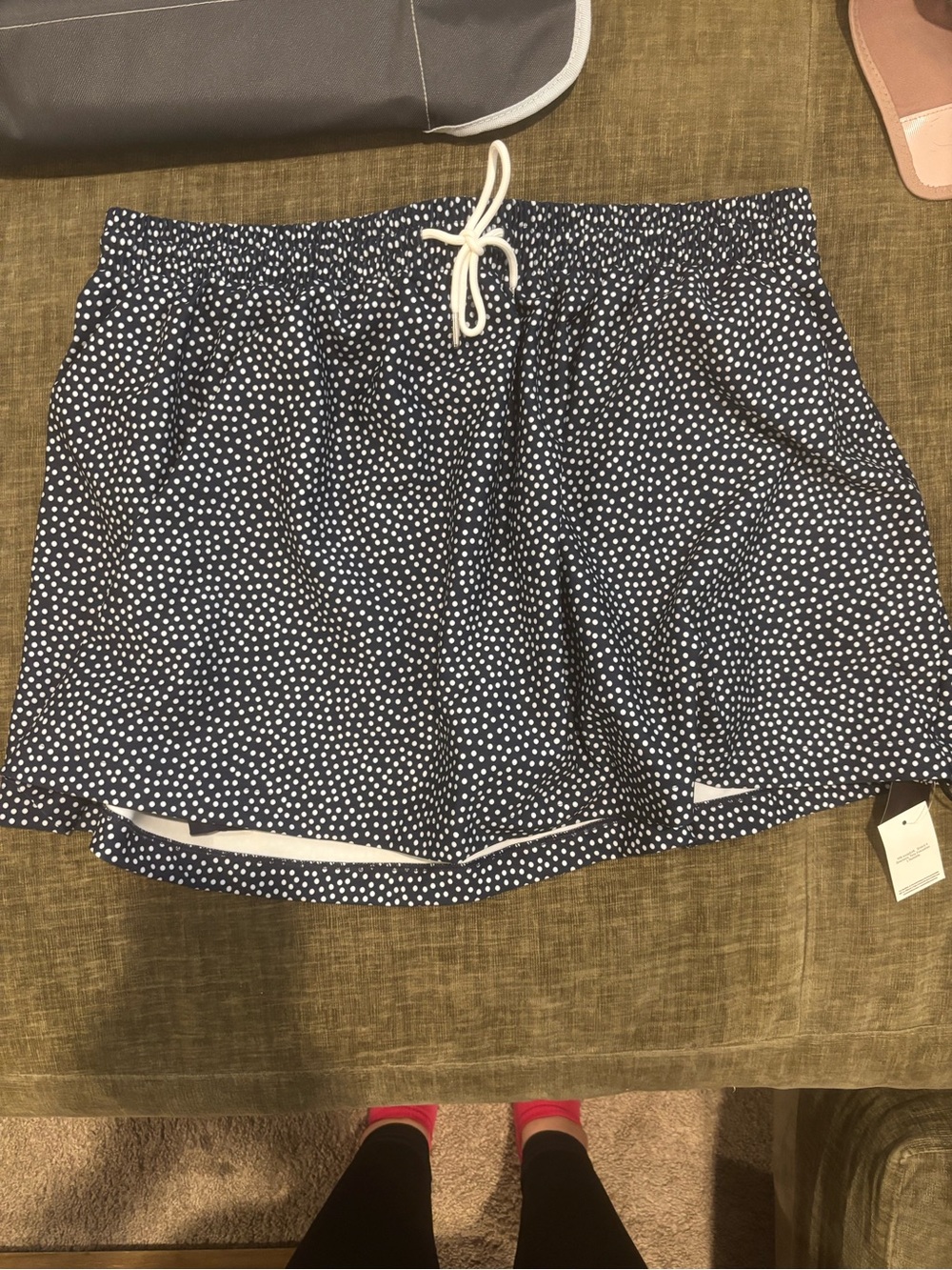 Abercrombie & Fitch YPB Navy White Polka Dot Drawstring Skort - NWT